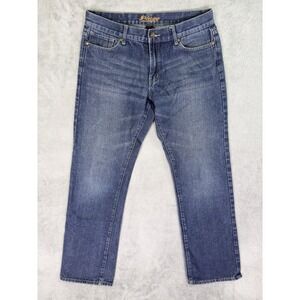 Plugg Jeans Mens 34x32 Blue Straight Dark Wash Denim Mid Rise Workwear